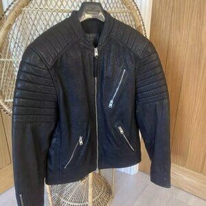 All Saints Marsden RARE Leather Biker Jacket Black Medium Excellent
